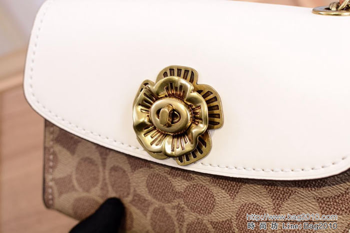 COACH蔻馳 30592 復古五金 復古咖色皮 翻蓋鉚釘挎包 鏈條單肩斜挎包  Chz1551